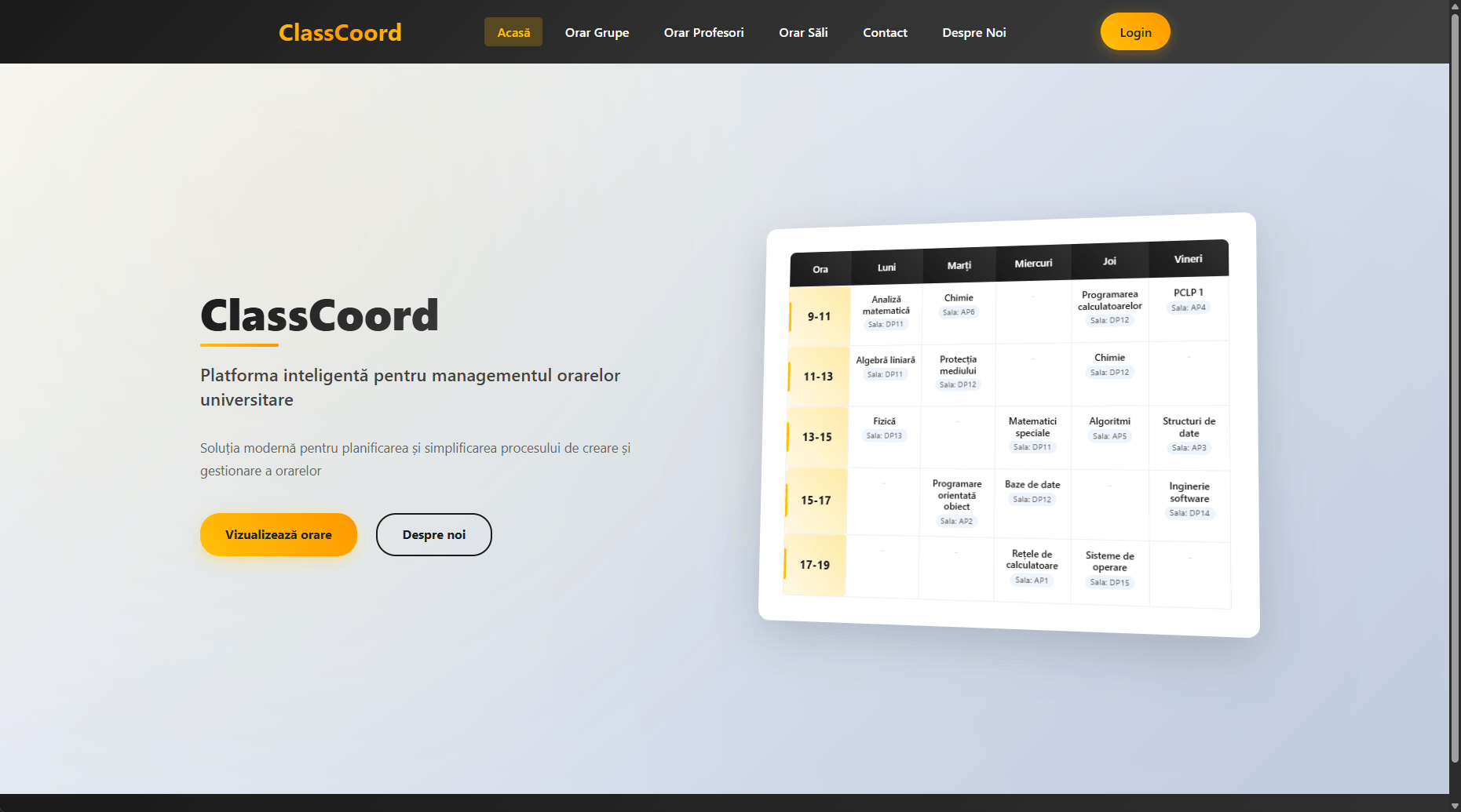 Platformă Web pentru Orare Universitare